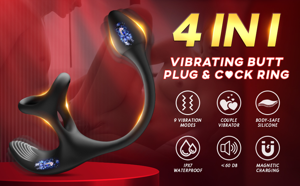 4-in-1 Vibrating Cock Ring and Prostate Massager