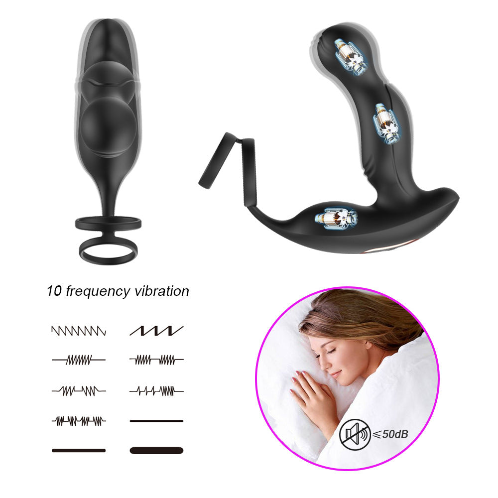 Prostate Anal Vibrator 10 Vibration with Penis Ring