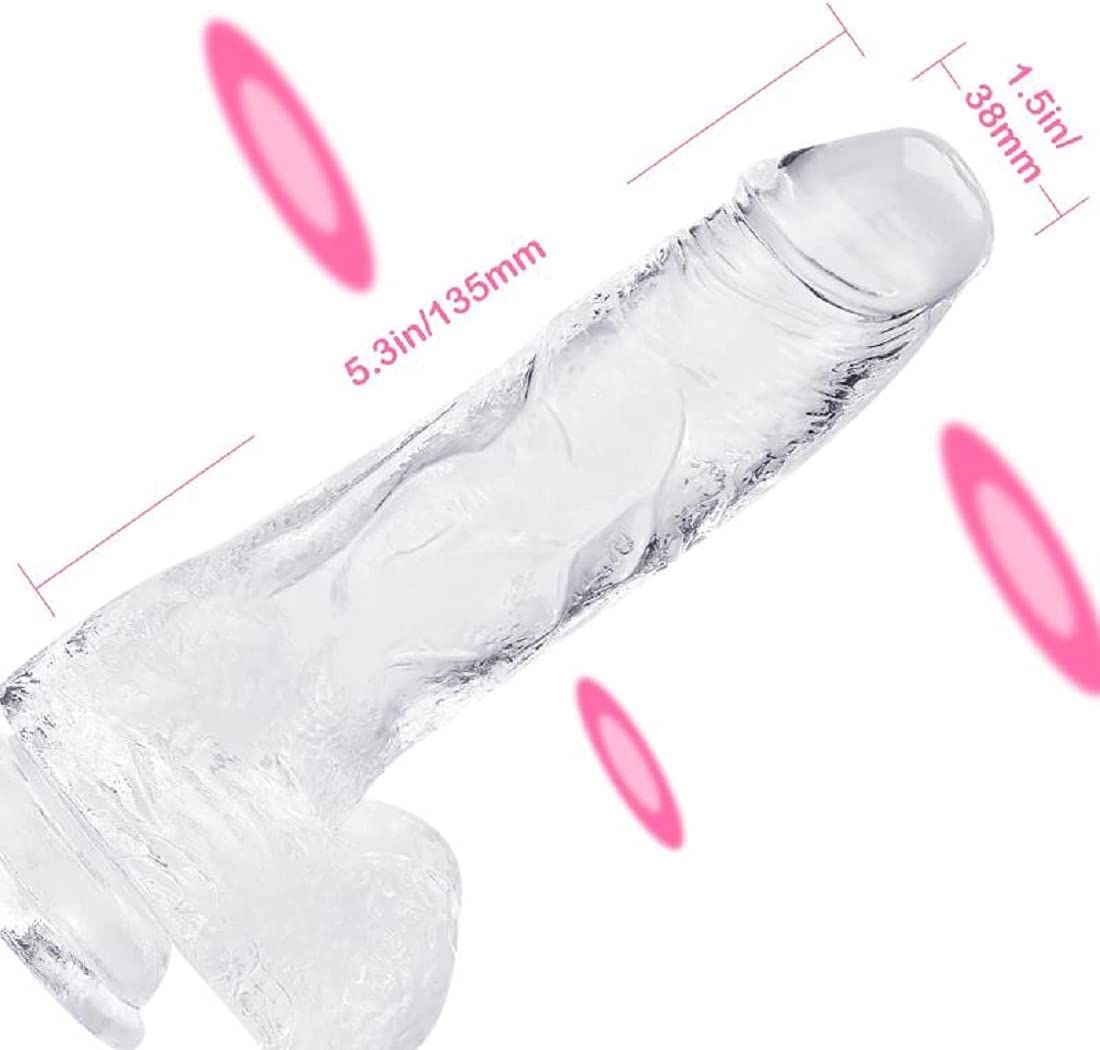 Realistic Dildos Feels Like Skin, 7.3 Inch Clear Dildo with Suction Cup for Hands-Free Play, Body-Safe Material and Adult Sex Toys for Women